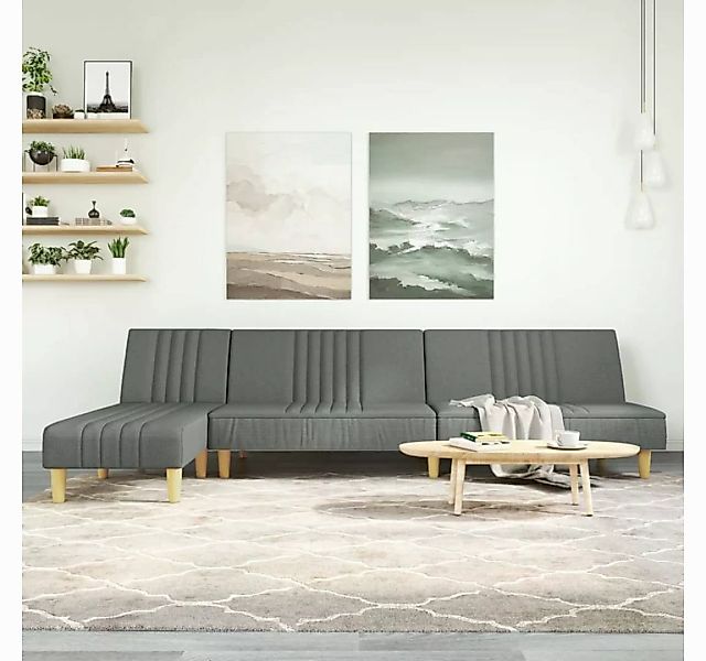 vidaXL Sofa Schlafsofa in L-Form Dunkelgrau 255x140x70 cm Stoff Chaiselongu günstig online kaufen