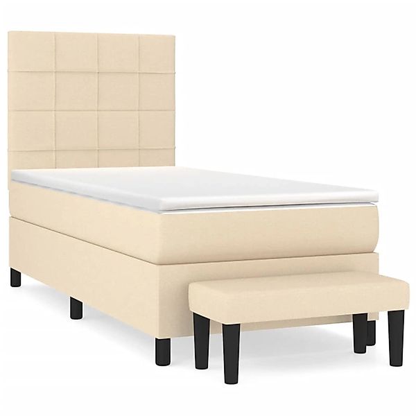 vidaXL Boxspringbett mit Matratze Creme 90x200 cm Stoff 3136570 günstig online kaufen