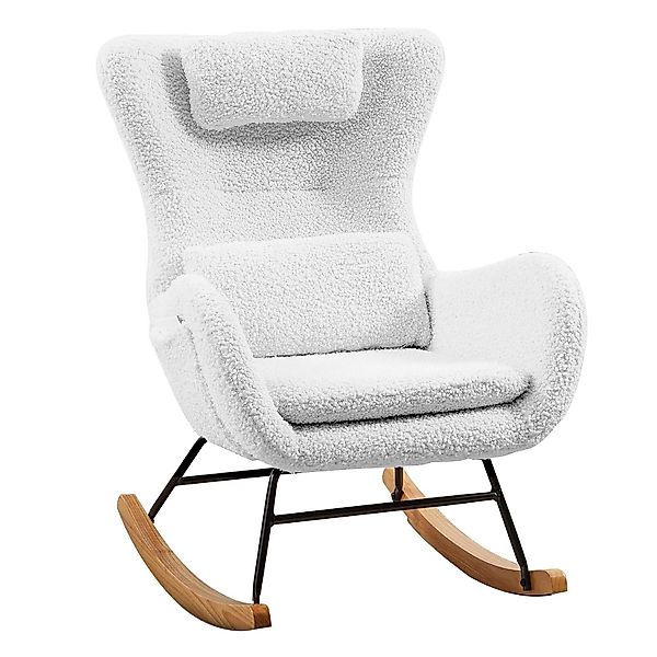 OKWISH Schaukelstuhl Teddy Plüsch-Swingsessel mit Holzsockel günstig online kaufen