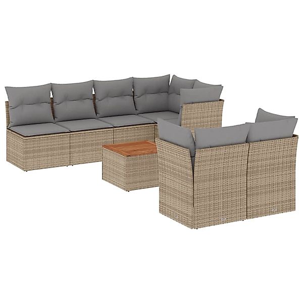 vidaXL 8-Tlg Garten-Sofagarnitur mit Kissen Beige Poly Rattan 3223518 günstig online kaufen