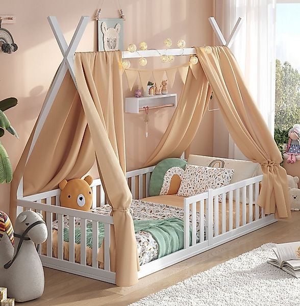 Alavya Home® Kinderbett Bodenbett SKY SET aus Buche – FSC® 100%, Deko & Mat günstig online kaufen