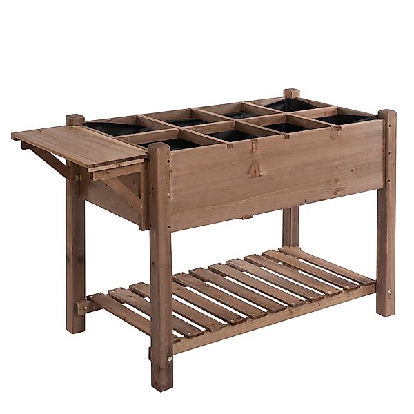 Outsunny Hochbeet Pflanzkasten 123x54x74cm mit 8 Gittern & faltbarer Ablage günstig online kaufen