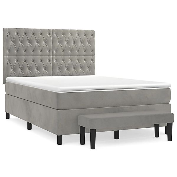 vidaXL Boxspringbett mit Matratze Hellgrau 140x200 cm Samt1357112 günstig online kaufen