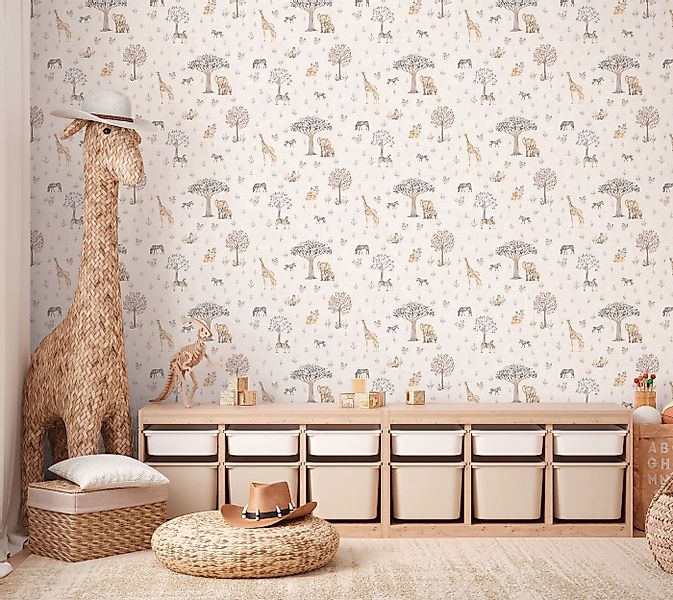 A.S. Création Vliestapete Savanne Tiere Vintage Stil Creme Grau 77176-1 günstig online kaufen