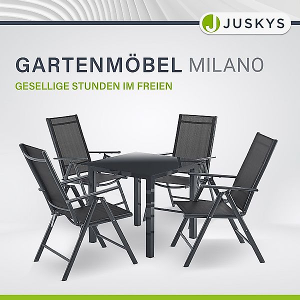 Juskys Garten-Essgruppe Milano, (5-tlg), 4 Gartenstühlen günstig online kaufen