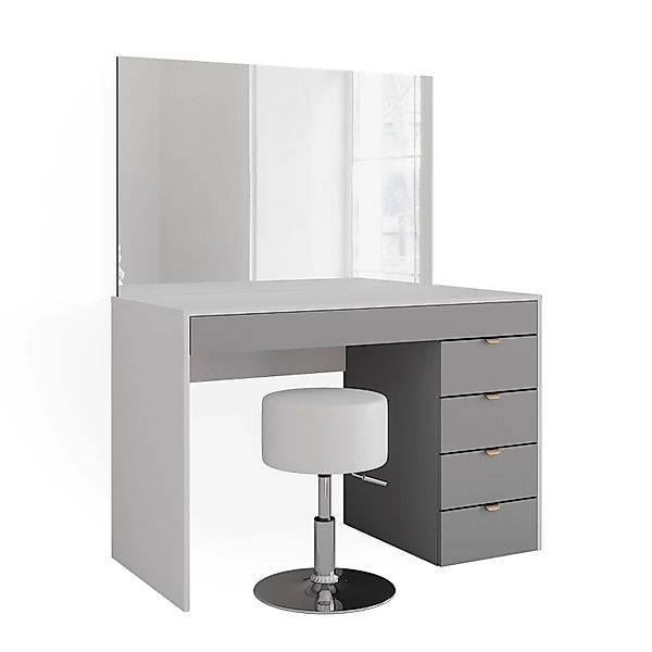 Vicco Schminktisch Elise Weiß/Grau/Grau/Grau 115 cm mit Hocker günstig online kaufen