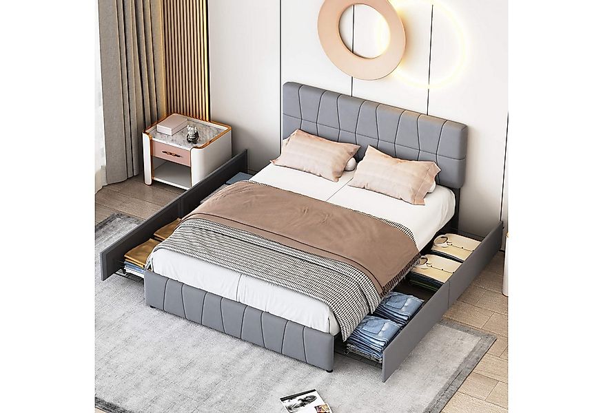 Furnishings Home Polsterbett Doppelbett Stauraumbett mit 4 Schubladen (Set, günstig online kaufen