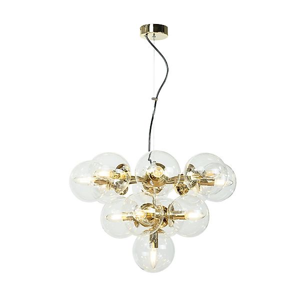 Hängeleuchte Zumba, Glas/Metall, gold/klar, 13-flammig günstig online kaufen