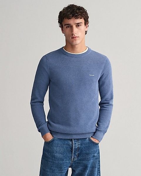 Gant Rundhalspullover COTTON PIQUE C-NECK mit Logostickerei auf der Brust günstig online kaufen