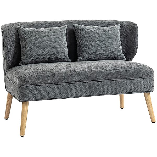 HOMCOM Sofa 2 Sitzer kleine Couch mit Flügelrücken, 2 Wurfkissen, 117 cm Di günstig online kaufen