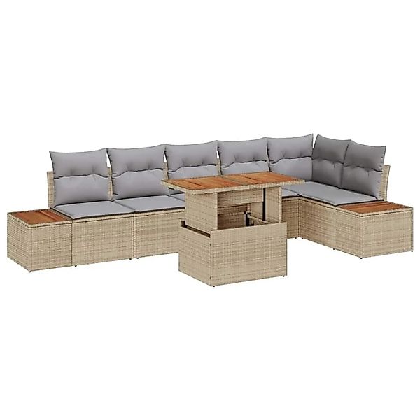 vidaXL Garten Essgruppe mit Kissen 7-Tlg Beige und Grau 3350077 günstig online kaufen