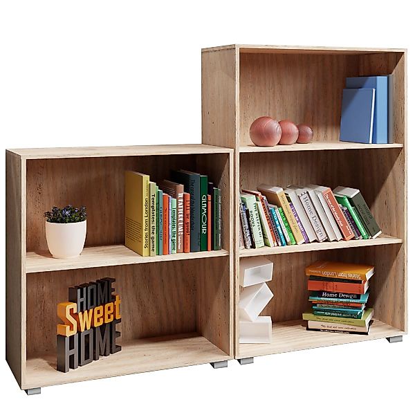 Bücherregal Vela 2er-Set Eiche 2+3 Fächer günstig online kaufen