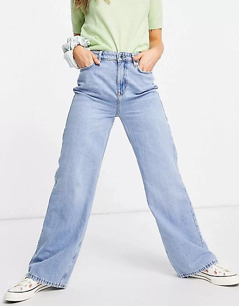 New Look – Jeans mit weitem Bein in Hellblau günstig online kaufen