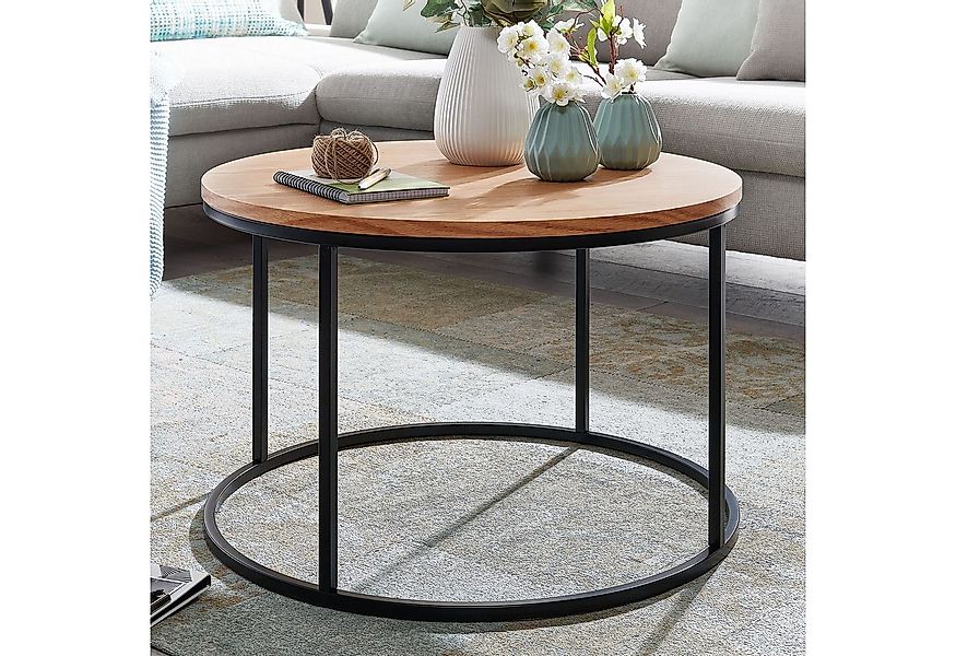 FINEBUY Couchtisch FB73644 rund 70cm Skandinavisches Eiche Design Wohnzimme günstig online kaufen