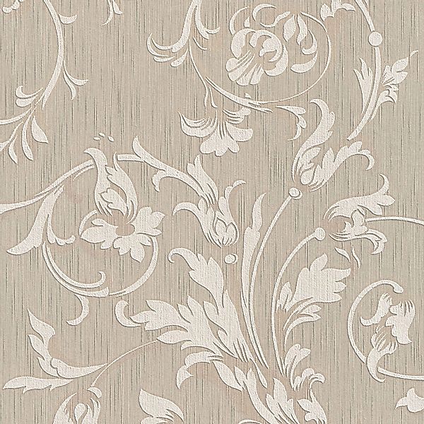 PROFHOME 956331-GU Textiloptik Tapete Blumen Matt Beige 0,53 m x 10,05 m 5, günstig online kaufen