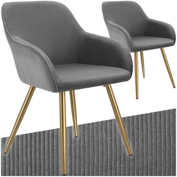 tectake Esszimmerstuhl Küchenstuhl Marilyn, Cordoptik, gepolstert günstig online kaufen