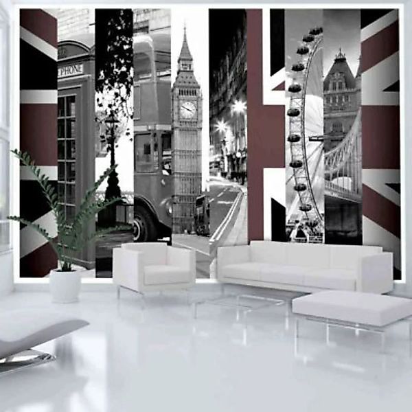 artgeist Fototapete London Symbole schwarz/weiß Gr. 250 x 175 günstig online kaufen