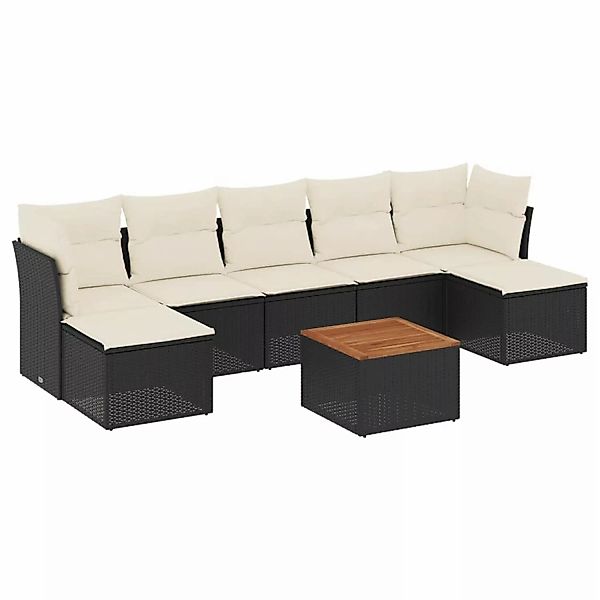 vidaXL 8-Tlg Garten-Sofagarnitur mit Kissen Schwarz Poly Rattan 3256105 günstig online kaufen