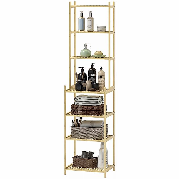 HOMCOM Badregal, Badezimmerregal mit 7 Ebenen, Standregal Aufbewahrungsrega günstig online kaufen