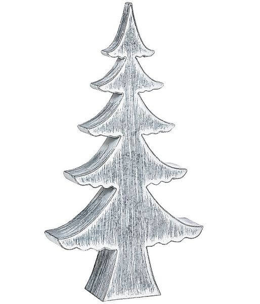 Dehner Weihnachtsfigur Deko Weihnachtsbaum, 56 x 30.5 x 9 cm, Metall, grau günstig online kaufen
