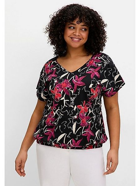 Sheego T-Shirt Große Größen mit Ärmel-Schlitz und Alloverdruck günstig online kaufen