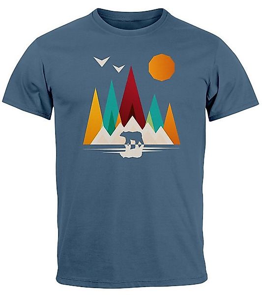 Neverless Print-Shirt Herren T-Shirt Berge Bär Natur Polygon Outdoor Prints günstig online kaufen