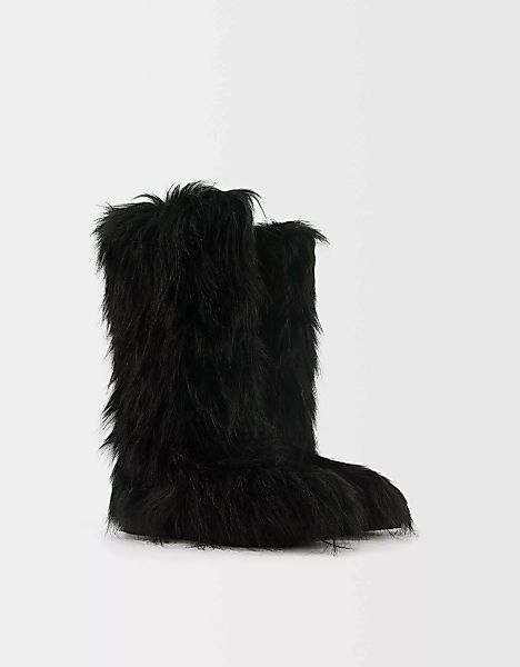 Bershka Flache Stiefel Generation Bershka Aus Kunstfell Damen 40 Schwarz günstig online kaufen