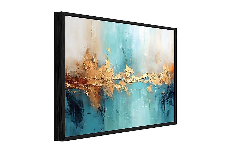 Wallarena Leinwandbild Abstrakt gold blau Kunst groß Modern Bilder XXL Lein günstig online kaufen