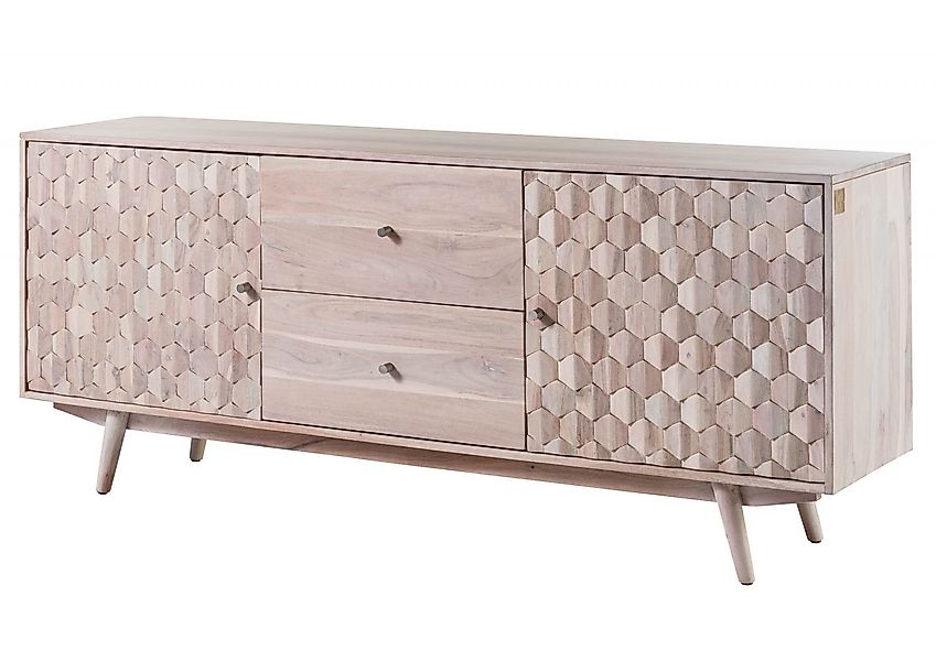 Massivmoebel24 Sideboard (Sideboard Akazie 180x42x75 weiß günstig online kaufen