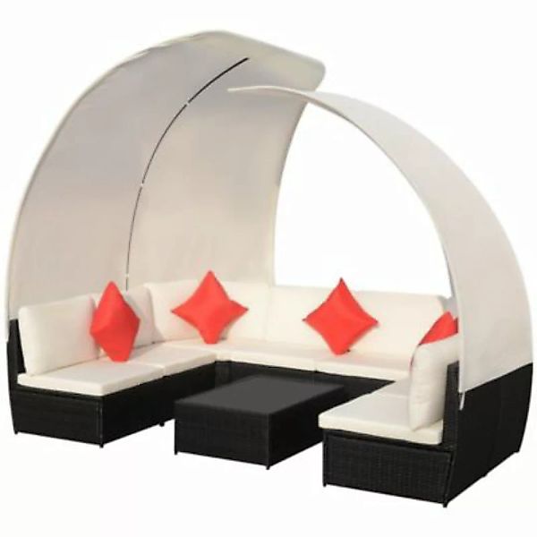 vidaXL 9-tlg. Garten-Lounge-Set mit Sonnendächern Poly Rattan Schwarz Garte günstig online kaufen