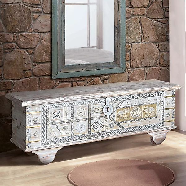 Holztruhe Dekotruhe im orientalischen Stil mit flachem Deckel günstig online kaufen