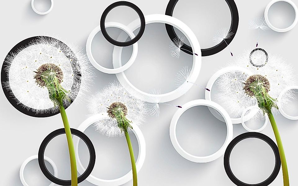 Papermoon Fototapete Muster mit Pusteblumen, Ringe günstig online kaufen