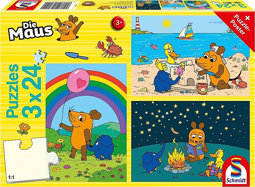 Schmidt Spiele Puzzle Die Maus Gute Freunde, 72 Puzzleteile, 3x24 Teile günstig online kaufen