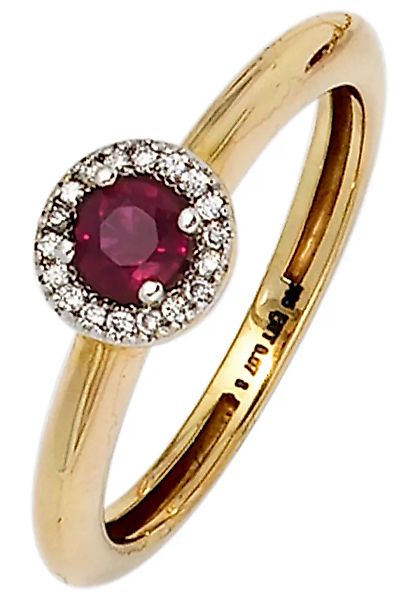 JOBO Diamantring, 585 Gold bicolor mit Rubin und 18 Diamanten günstig online kaufen