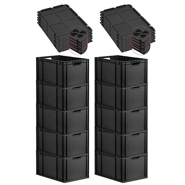 PROREGAL SparSet 10x Eurobox Nextgen Grip Mit Auflagedeckel Und Schwarzen V günstig online kaufen