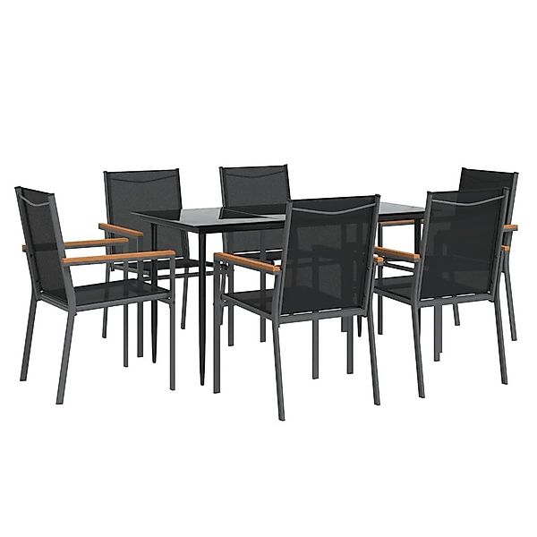 vidaXL Garten-Essgruppe 7-tlg. Garten-Essgruppe Schwarz Textilene günstig online kaufen