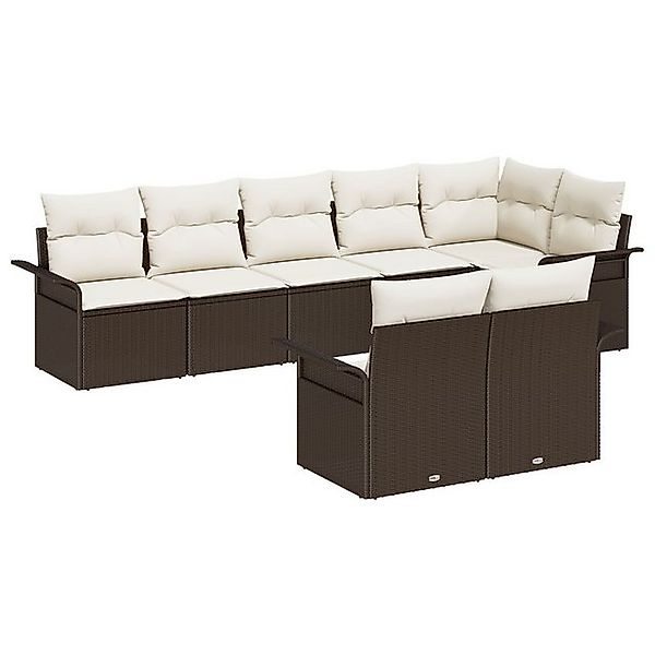 vidaXL Loungesofa 8-teiliges Garten Sofa Set mit Kissen Braun Poly Rattan, günstig online kaufen