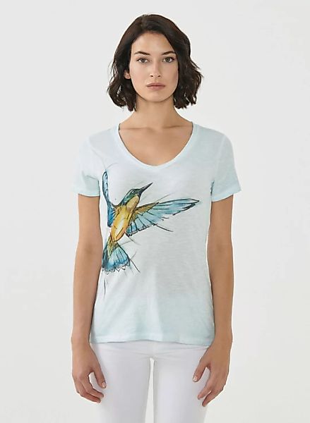 Cold Pigment Dyed T-shirt Aus Bio-baumwolle Mit Vogel-print günstig online kaufen