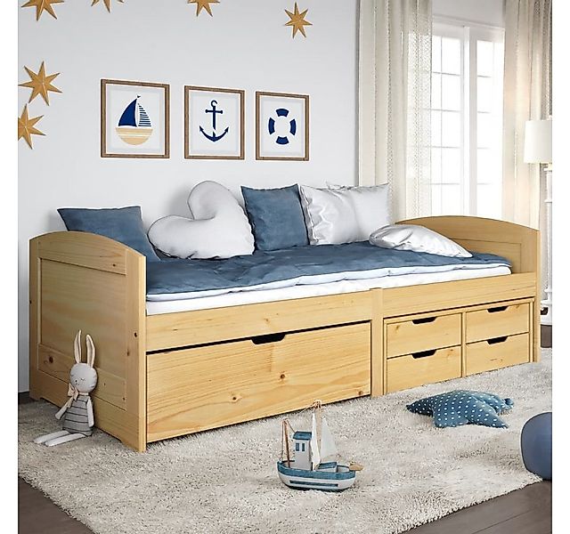 vidaXL Bett, Tagesbett mit 5 Schubladen IRUN 90x200 cm Massivholz Kiefer günstig online kaufen