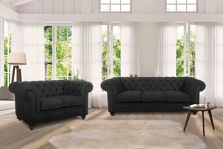 Home affaire Chesterfield-Sofa Duc 3-Sitzer, hochwertige Knopfheftung im Rü günstig online kaufen