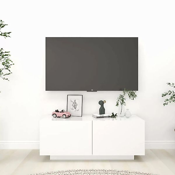 Tv-schrank Hochglanz-weiß 100x35x40 Cm Spanplatte günstig online kaufen