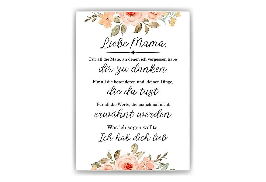Tigerlino Poster Mama Danke Geschenk Muttertag Geburtstag Mama Spruch Mutte günstig online kaufen