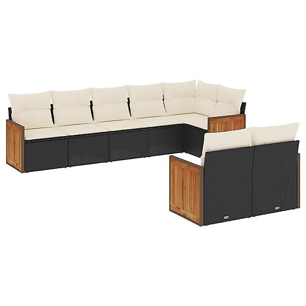 vidaXL 8-Tlg Garten-Sofagarnitur mit Kissen Schwarz Poly Rattan 3260229 günstig online kaufen