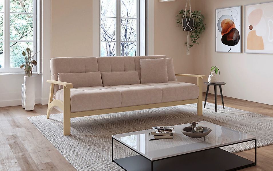 sit&more 3-Sitzer "Billund", Armlehnen aus eichefarbigem Buchenholz, versch günstig online kaufen