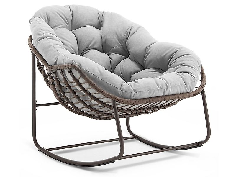 SeedWave Schaukelstuhl Übergroß mit PE-Rattan-Geflecht, 15 cm dickem Olefin günstig online kaufen