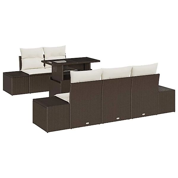 vidaXL Sofa Set mit Kissen 6-Tlg Braun und Creme Poly-Rattan 3349094 günstig online kaufen