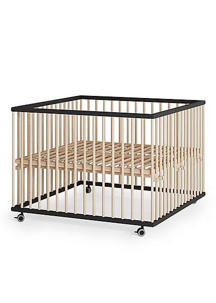 Sämann Babybett Laufgitter 100x100 cm Schlupfsprossen schwarz/natur Premium günstig online kaufen