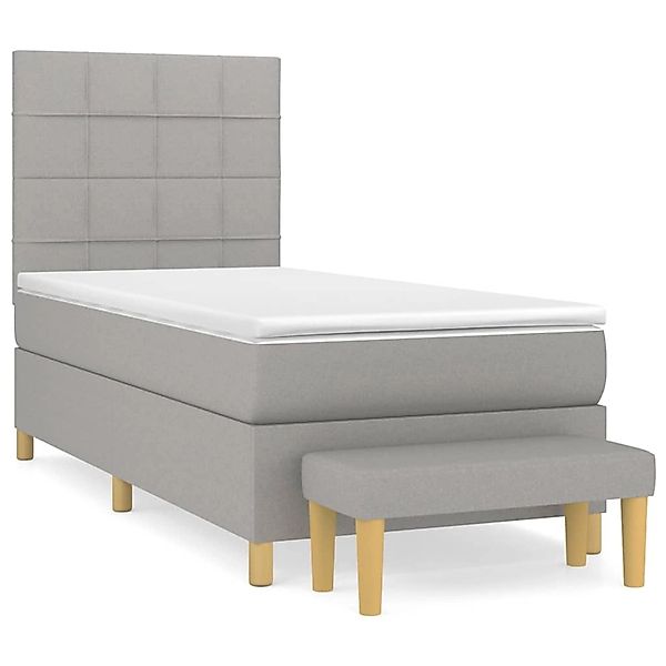vidaXL Boxspringbett mit Matratze Hellgrau 90x190 cm Stoff1378577 günstig online kaufen