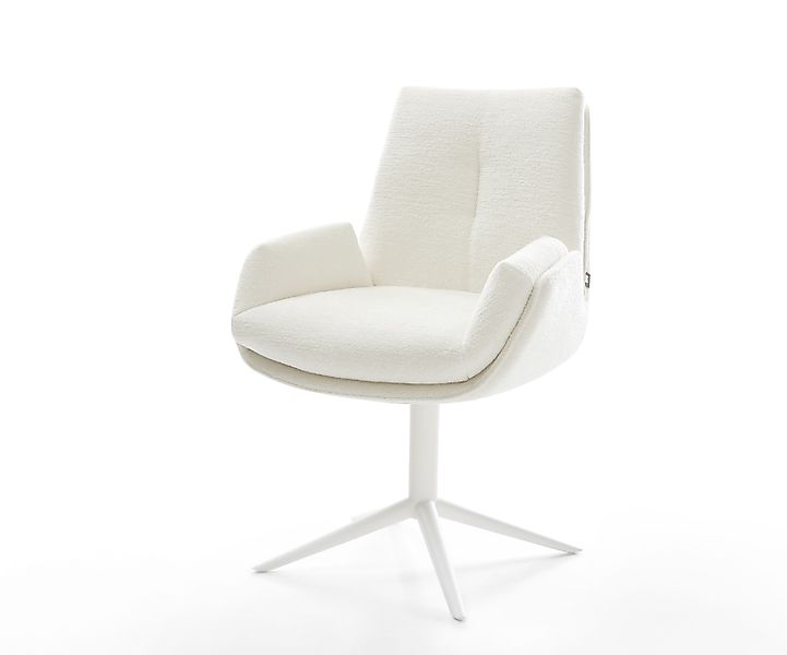 Drehstuhl Clea-Flex Bouclé Soft Beige Fußkreuz Weiß 360° drehbar Wippfunkti günstig online kaufen