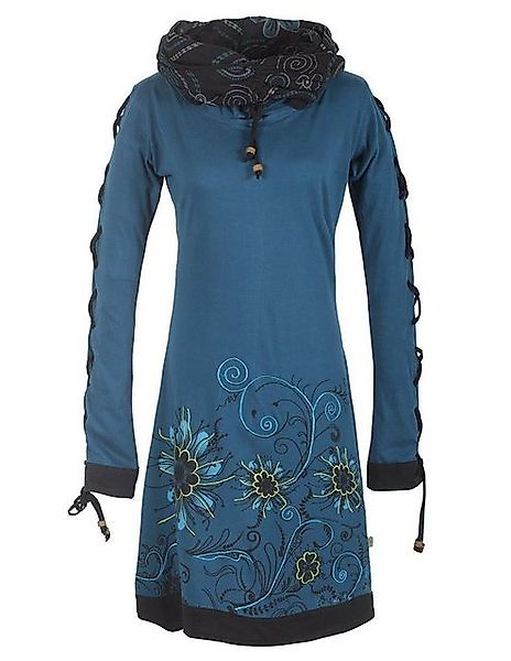 Vishes Midikleid Bedrucktes Blumen Kleid mit Schalkragen - Schnüren Ethno, günstig online kaufen